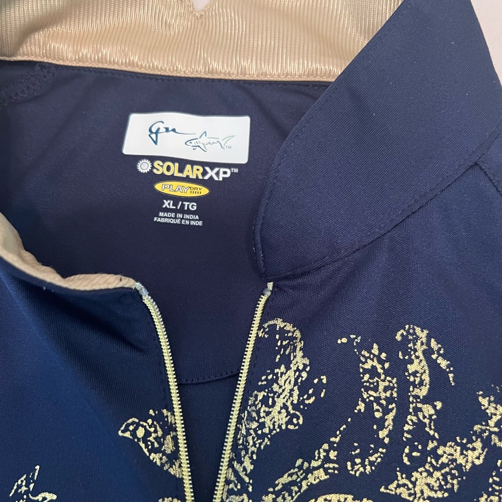 SOLAR XP by Norman Size: XL Navy Blue Zip Jacket with Gold Print - Troon Logo